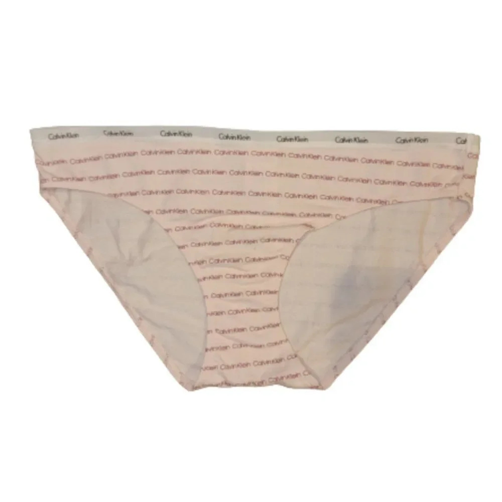 Calvin Klein Women's Cream Cotton Waistband Logo Underwear Pantie Size Medium